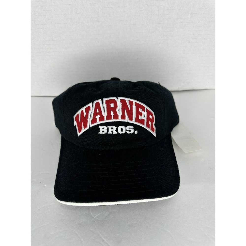 New WARNER BROS Vintage Adjustable Dad Hat Unisex Black Cap Studios VTG Rare
